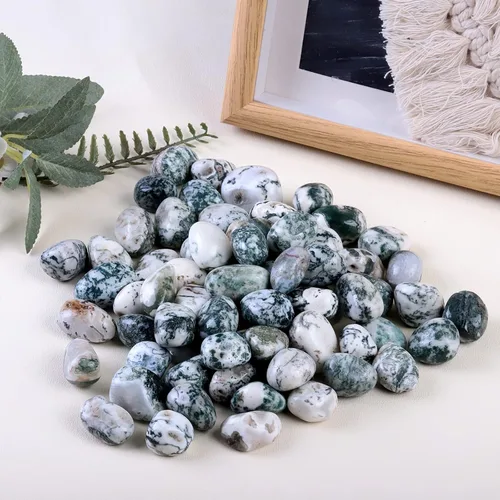 Vista 4 de Nupuyai Piedras pulidas pulidas de 1 libra (alrededor de 16.23 oz), cristales irregulares para curación/energía/piedras de ágata de árbol lisas