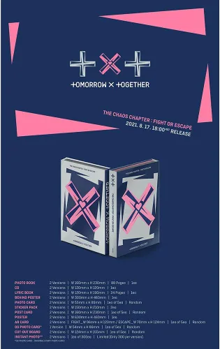 Vista 2 de TXT The Chaos Chapter : Fight or Escape 1st Repackage Album Tomorrow X Together [+Tarjeta fotográfica adicional y pegatina] (Juego