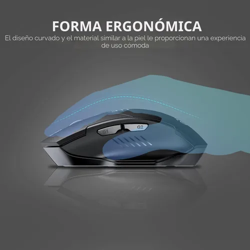 Vista 7 de INPHIC Ratón Bluetooth, batería visible mejorada, mouse inalámbrico Bluetooth recargable (modo dual: BT 5.0+ USB 2.4G), mouse portátil de clic Negro