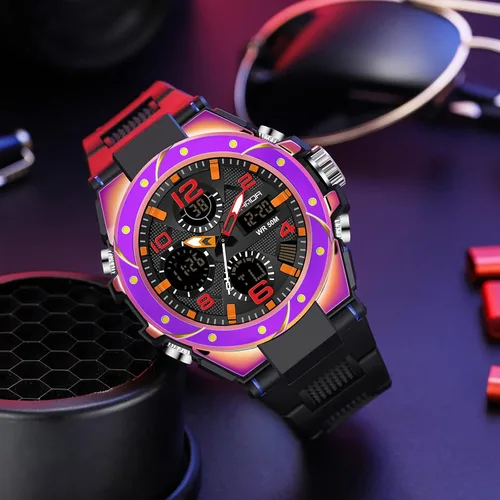 Vista 2 de findtime Reloj para hombre relojes militares para hombre impermeables 5 ATM deportivo para trabajo digital analógico color negro verde dorado