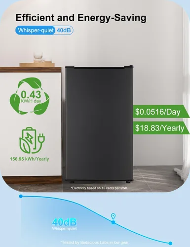 Vista 3 de Congelador vertical de 3.2 pies cúbicos Mini Congelador con Puerta Reversible - Congelador Vertical con Termostato Ajustable de 3 Niveles