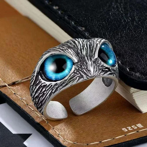 Vista 5 de Anillo de serpiente lobo, águila, lagarto, escorpión, dragón, búho, araña, caballo, tortuga, gato, zorro, rana, perro, para mujeres y hombres