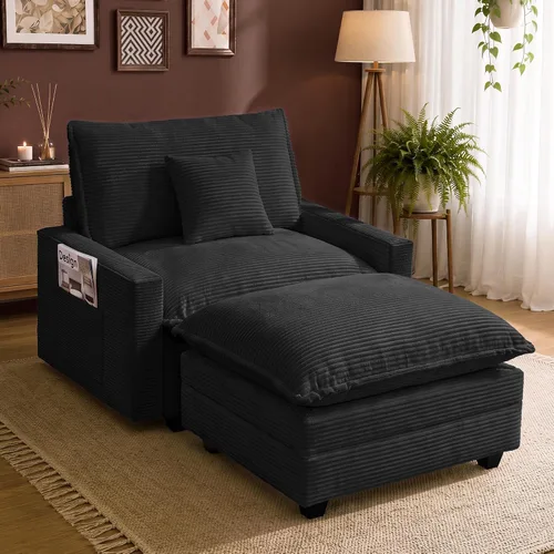 Vista 26 de Cloud Couch Sectional, L Shaped Modular Sofa with Movable Ottoman Negro