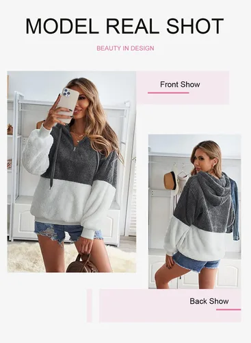 Vista 3 de Dokotoo - Sudadera con capucha para mujer, mullida, abrigada, informal, holgada, con bolsillos, ropa de exterior, tallas S-XXL
