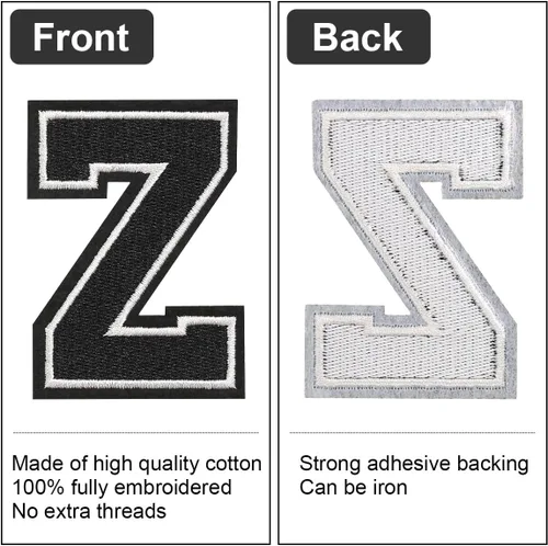 Vista 3 de Parches de letras para planchar, 5 piezas de letras individuales bordadas completas para ropa, vestido, sombrero, jeans, accesorios de bricolaje