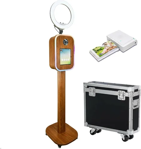 Vista 11 de Máquina portátil de cabina de fotos 2 en 1 - Compatible con iPad 10.2-13 y cámara DSLR, con funda de vuelo, control de aplicación RGB luz