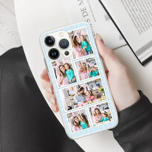 Vista 3 de CUBICER Fundas de teléfono personalizadas, fotos personalizadas, funda delgada y transparente, regalos de Pascua para papá, mamá, papá, hermanas