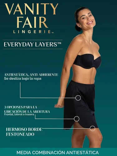 Vista 4 de Vanity Fair Women's Anti-Static Nylon Half Slip for Under Dresses, Available up to size 3XL 14 pulgadas - negro