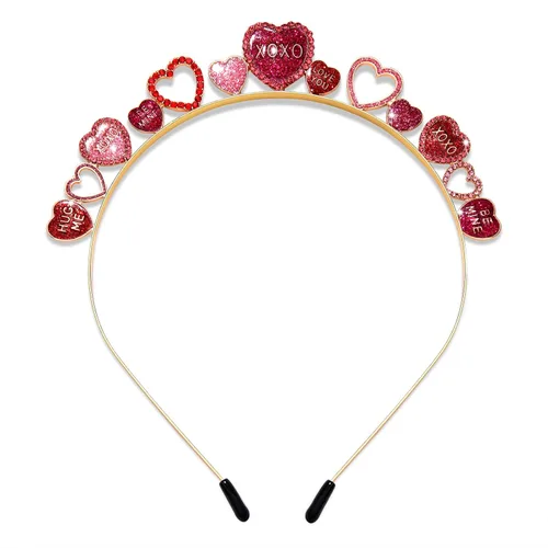 Vista 13 de PHALIN Diademas para el día de San Valentín para mujer, esmaltadas, para el día de San Valentín, diademas para el cabello, dulces festividades