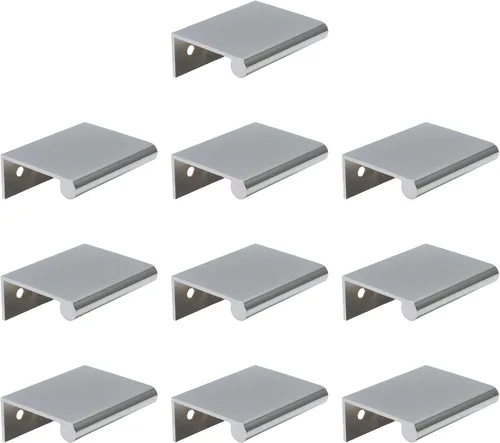 Vista 31 de Tiradores negros de 1.38 pulgadas para gabinete, 10 unidades, espacio entre agujeros de 0.63 pulgadas, tiradores de borde de aleación de aluminio