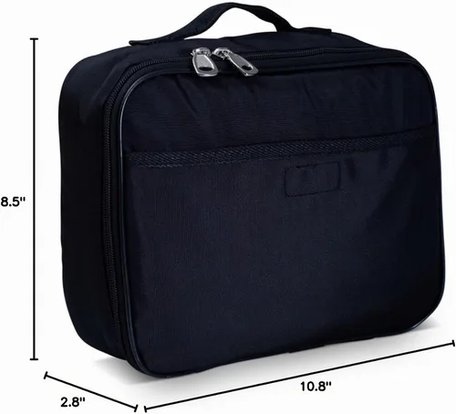 Vista 9 de Lonchera infantil de Fenrici, para niñas, adolescentes, mujeres, bolsa de almuerzo aislada, compartimentos de lados suaves, espaciosos, sin BPA Negro