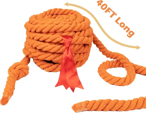 Vista 4 de Cuerda de tira y afloja de 40 pies, cuerda de tira y afloja, cuerda de tira y afloja para adultos con cuerda de algodón, 10 medallas, 2 banderas
