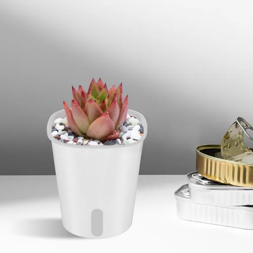 Vista 7 de Macetas de riego automático de 4 pulgadas para plantas de interior, 10 juegos de macetas de riego automático con ventana de nivel de agua visual