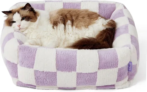 Vista 15 de LE SURE Bonita cama para perros y gatos pequeños, camas lavables para cachorros, acogedor sofá ortopédico rectangular para mascotas con felpa