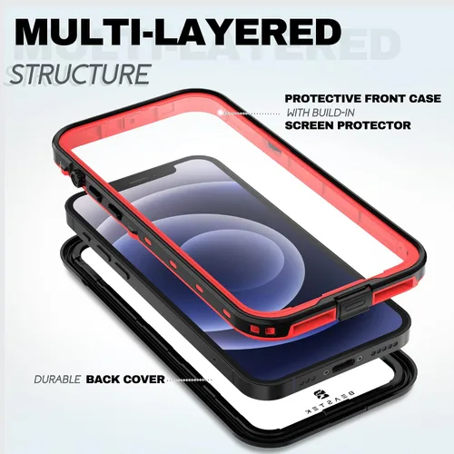Vista 4 de BEASTEK TRE - Funda impermeable para Apple iPhone 12, a prueba de golpes, con certificación IP68, con protector de pantalla integrado, funda