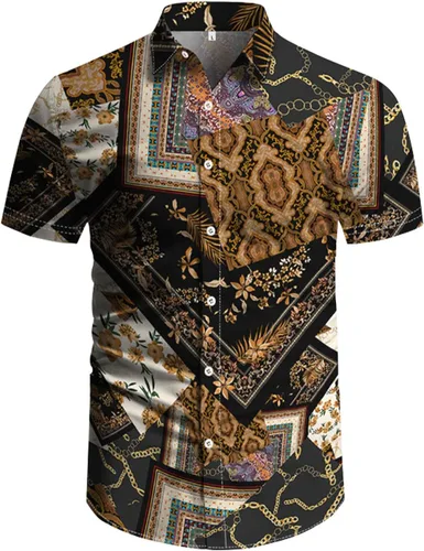 Vista 3 de RPOVIG Conjunto de playa a juego con camisas y pantalones cortos para hombre, ropa floral hawaiana para festival, conjuntos de 2 piezas con sombrero