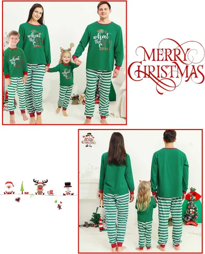 Vista 5 de Pijamas de Navidad a juego para la familia conjunto de pijama estampado camisa y pantalones para mujeres hombres niños bebés y niñas