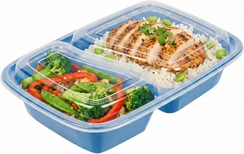 Vista 20 de Asporto - Cajas para llevar con compartimentos de 32 onzas, 50 recipientes para preparar comidas para microondas, 2 compartimentos, con tapas