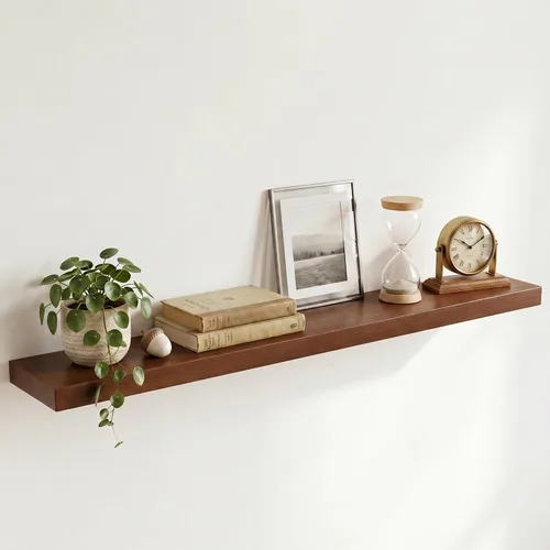 Vista 10 de Estantes flotantes de 20 pulgadas para pared, estante flotante de madera maciza de alta gama con soporte invisible resistente, estantes de pared