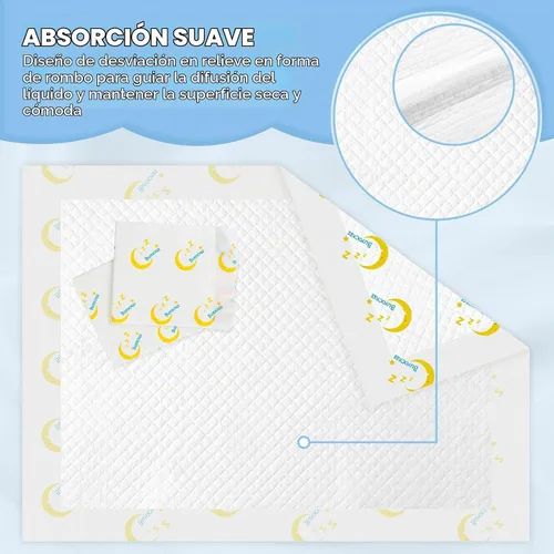 Vista 2 de Cambiadores Desechables para Bebé 100 Unidades Protectores de Incontinencia Forros para Cambio de Pañales Absorción Rápida Suave Transpirable