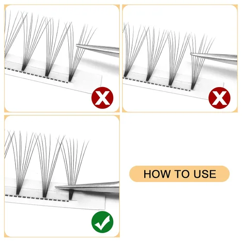 Vista 42 de QUEWEL Extensiones de Pestañas Prehechas en Ventilador, Extensiones de Pestañas Prehechas 3D de 0.07mm de Grosor, Rizado C, 8mm de Volumen