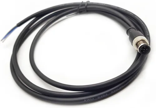 Vista 5 de Cable Conector Macho M12 de 5 Pines, Cable Eléctrico de Enchufe Recto de Aviación Código A de PVC Industrial Moldeado No Blindado 1M AWG22