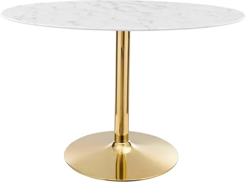 Vista 22 de Modway EEI-4746-GLD-BLK Verne - Mesa de comedor de mármol artificial de 28 pulgadas, color negro dorado
