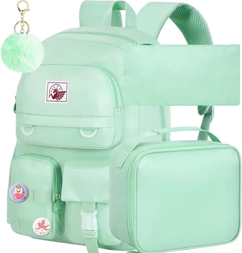 Vista 13 de WZLVO Mochila para laptop para niñas y mujeres, 15.6 pulgadas, bonita estética, resistente al agua, antirrobo, para la escuela universitaria