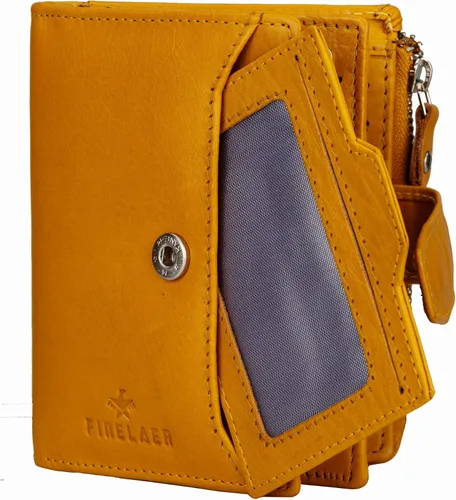 Vista 5 de FINELAER Cartera de cuero para mujer, Amarillo, Minimalista