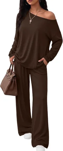 Vista 11 de Trendy Queen Conjuntos de descanso de 2 piezas para mujer, trajes de otoño Negro