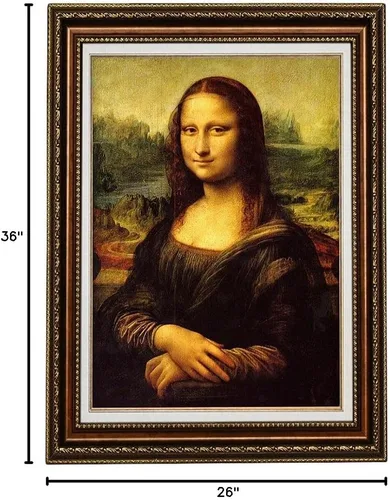 Vista 5 de ELITEART - Mona Lisa por Leonardo DaVinci Reproducción de pintura al óleo Giclée Wall Art Impresiones en lienzo - Tamaño enmarcado: 26 x 36 pulgadas