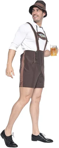 Vista 3 de EraSpooky Disfraz de Oktoberfest para hombre, Lederhosen, conjunto de hombre bávaro alemán