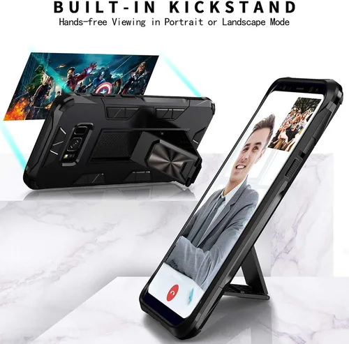 Vista 3 de Funda para Samsung Galaxy S8 Plus, funda Samsung Galaxy S8+ de grado militar, funda con función atril incorporada, armadura, resistente, a prueba