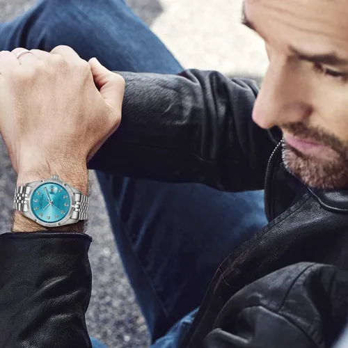 Vista 5 de BUREI Relojes automáticos de lujo de acero inoxidable para hombre, relojes impermeables para hombres, regalos para hombres