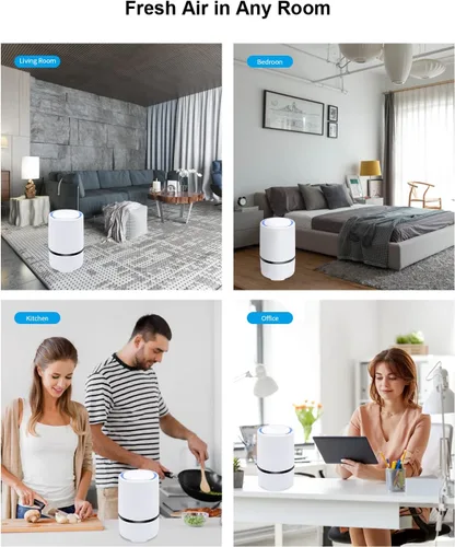 Vista 7 de MELEDEN Purificador de aire para el hogar con filtros HEPA verdaderos, purificadores de aire portátiles de bajo ruido con luz nocturna, limpiador