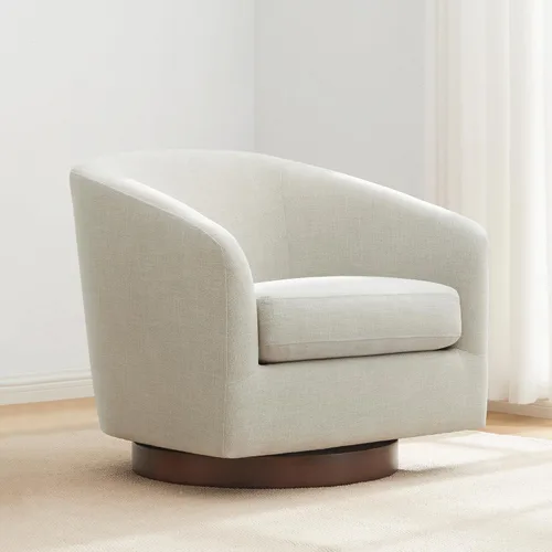 Vista 13 de CHITA Silla Giratoria de Acento, Silla Barrel Tapizada en Terciopelo con Certificación FSC para Sala de Estar, Completamente Ensamblada, Naranja