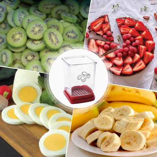 Vista 5 de Cortador y picador de frutas - Cortador de tazas para fresa, uva, plátano, champiñones, utensilios de cocina para frutas y verduras, herramienta