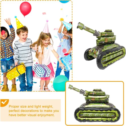 Vista 5 de Toddmomy Globos de papel de aluminio con diseño de tanque militar, globos de camuflaje, globos de construcción, globos inflables para decoraciones