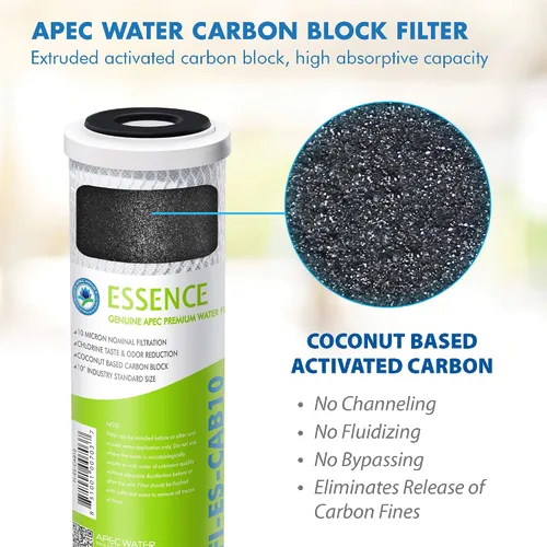 Vista 3 de APEC Water Systems Filtro de agua de bloque de carbono de 10 pulgadas para sistema de ósmosis inversa, 10 x 2.5 pulgadas, 10 micras (FI-ES-CAB10)