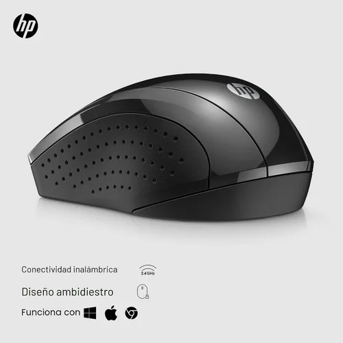 Vista 2 de HP Ratón inalámbrico X3000 G3 - Negro, batería de 15 meses, empuñaduras laterales para control, apto para viajes, LED azul, potente sensor óptico