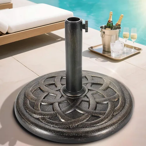 Vista 5 de FLAME&SHADE Base de sombrilla de patio de 20 libras, no requiere relleno, resistente al aire libre, para terraza, patio, jardín, porche, piscina