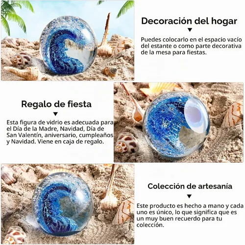 Vista 3 de Mundo submarino de vidrio soplado a mano, pisapapeles de vidrio para escritorio de oficina, decoración del hogar coleccionable, decoración de Ocean