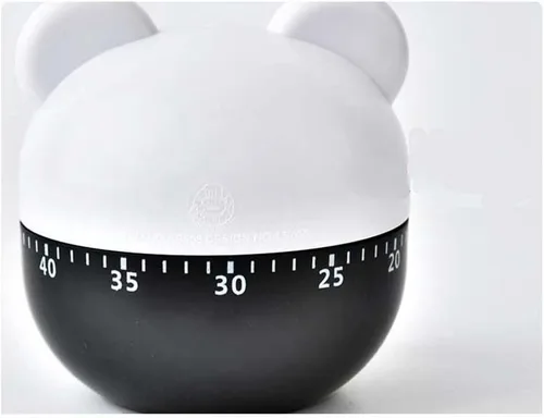 Vista 8 de Temporizador de maquinaria de panda de dibujos animados de tamaño mini 60 minutos Temporizadores de cocina mecánica Reloj contadores de alarma Negro