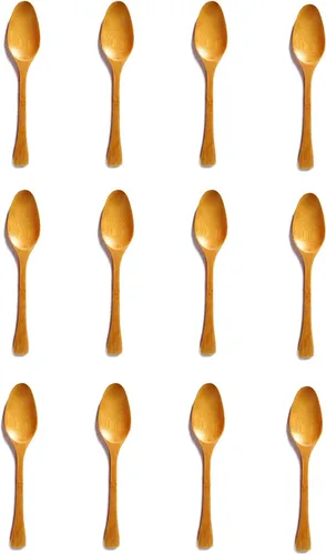 Vista 8 de Juego de 12 cucharas pequeñas de bambú, cucharas de postre de madera de 5.5 pulgadas para helados, yogur, aperitivos, cucharas de degustación
