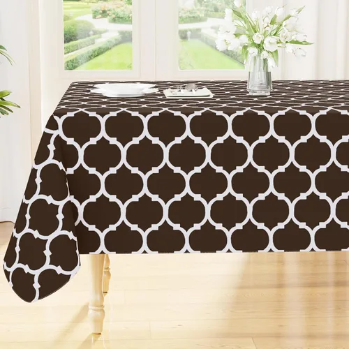Vista 34 de Smiry - Mantel cuadrado de vinilo impermeable con respaldo de franela para mesas cuadradas, manteles de plástico lavables a prueba de derrames