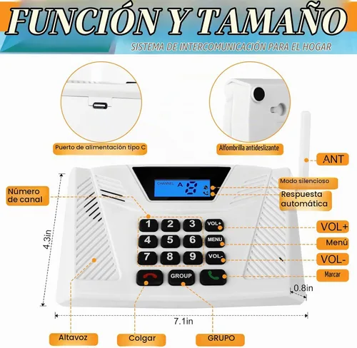 Vista 7 de Intercomunicadores inalámbricos para el hogar actualizados, intercomunicador manos libres de 5300 pies, intercomunicadores bidireccionales en tiempo