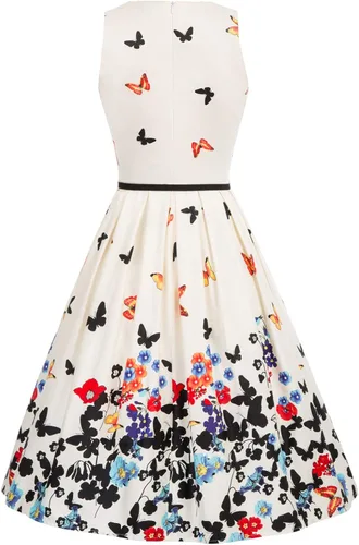 Vista 2 de Belle Poque Vestido vintage sin mangas con cinturón, vestidos de los años 50 para mujer