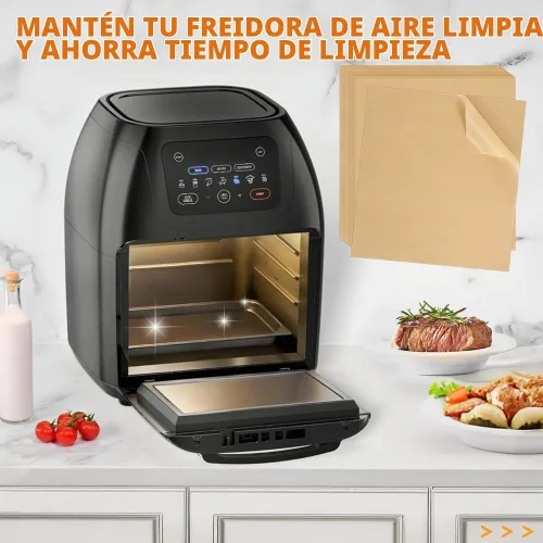 Vista 4 de BYKITCHEN Revestimientos para freidora de aire de 9.4x8.7 pulgadas compatibles con freidora de aire de 4-7QT y freidora de aire multifuncional