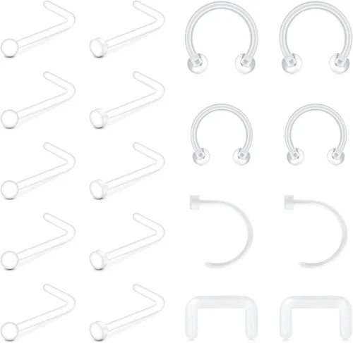 Vista 11 de MODRSA 18g 20g Nude Clear Nose Studs for Work Clear Piercing Retainers for Surgery Plastic Septum Retainer 16g Labret Lip Studs Plastic Cartilage
