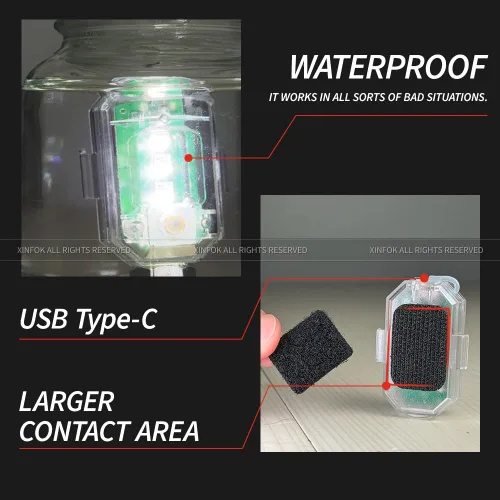 Vista 3 de 8 luces estroboscópicas LED inalámbricas con control remoto, luces estroboscópicas LED RGB para aeronaves de alto brillo, 8 colores, impermeable